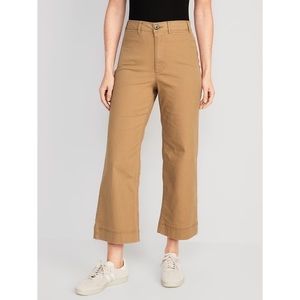 NEW Old Navy High-Waisted Wide-Leg Cropped Chino Pants in Acacia Size 18